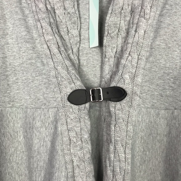 Dressfo Gray CableKnit Sharkbite Open Cardigan M - Picture 3 of 6